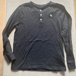 Abercrombie Kids Button Henley Long Sleeve Top - charcoal gray
